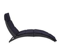 vidaXL Chaise longue avec support Poly rotin noir