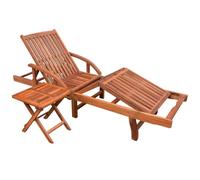 Vidaxl Chaise Longue Avec Table Bois D'acacia Solide