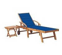 Vidaxl Chaise Longue Avec Table Et Coussin Bois De Teck Solide