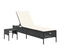 Vidaxl Chaise Longue Avec Table Et Coussin Noir Résine Tressée