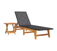 Vidaxl Chaise Longue Avec Table Résine Tressée Et Bois Massif D'acacia