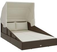 Vidaxl Transat Avec Toit Pliable Marron 200x114x128 Cm Résine Tressée