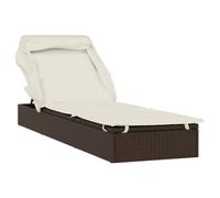 vidaXL Chaise longue avec toit pliant brun 213x63x97 cm Poly rotin