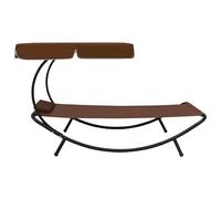 vidaXL Chaise longue avec toit solaire & coussin Marron