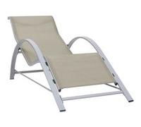 vidaXL Chaise Longue Bain de Soleil de Patio Transat de Terrasse Chaise Longue d'Extérieur Transat de Jardin Textilène et Aluminium Crème 310535 Crème G