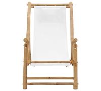 Vidaxl Chaise De Terrasse Bambou Et Toile Blanc Crème Blanc