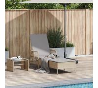 Vidaxl Chaise Longue Beige Et Gris Clair Rattan Pe 157 X 55 X 92 Cm