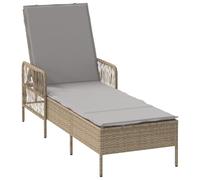 Vidaxl Chaise Longue Beige Et Gris Clair Rattan Pe 157 X 55 X 92 Cm