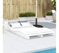vidaXL Chaise Longue, Transat de Patio, Lit de Repos de Jardin, Bain de Soleil Piscine Terrasse Balcon, Moderne, Blanc Bois 832589