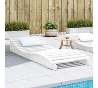 vidaXL Chaise Longue, Transat de Patio, Lit de Repos de Jardin, Bain de Soleil Piscine Terrasse Balcon, Moderne, Blanc Bois Massif de Pin