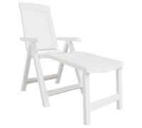 vidaXL Chaise longue Pliable – Plastique blanc – Dossier réglable 5 positions