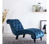 vidaXL Chaise longue Bleu Velours Bleu G