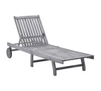 vidaXL Chaise longue Bois d'acacia solide - Bain de soleil de jardin - Gris