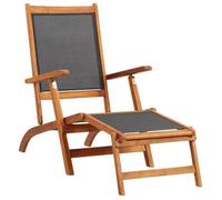 vidaXL Chaise longue – Bois d'acacia solide et textilène