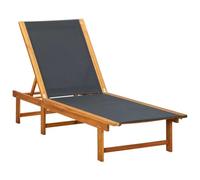vidaXL Chaise Longue Bois d'acacia Solide et textilène