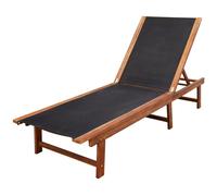 Chaise longue Bois d acacia solide et textilène