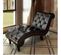 vidaXL Chaise Longue Boutons Cuir Synthétique Marron Salon Balcon Transat 240407