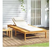 Vidaxl Chaise Longue Coussin/Oreiller Blanc Crème Bois Massif Acacia Blanc