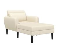 vidaXL Chaise Longue Crème Velours granuleux
