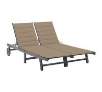 Vidaxl Chaise Longue De Jardin 2 Places Avec Coussin Gris Acacia