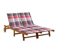 Vidaxl Chaise Longue De Jardin 2 Places Avec Coussins Acacia Solide