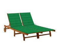 Vidaxl Chaise Longue De Jardin 2 Places Avec Coussins Acacia Solide