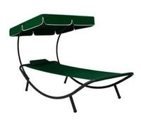 vidaXL Chaise longue de jardin avec auvent et oreiller vert 313534 Vert G