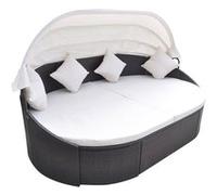 vidaXL Chaise longue de jardin avec auvent Résine tressée Marron