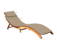 vidaXL Chaise Longue de Jardin avec Coussin Bain de Soleil de Patio Chaise Longue d'Extérieur Balcon Terrasse Piscine Bois d'Acacia Massif