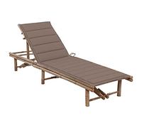 vidaXL Chaise Longue de Jardin avec Coussin Bambou Chaise Longue de Terrasse Transat de Patio Bain de Soleil d'Extérieur Plage Piscine
