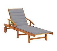 Vidaxl Chaise Longue De Jardin Avec Coussin Bois D'acacia Solide Gris