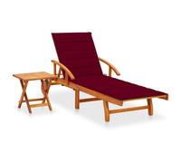 Vidaxl Chaise Longue De Jardin Avec Coussin Bois D'acacia Solide Rouge