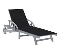 vidaXL Chaise longue de jardin avec coussin Bois d'acacia solide3061336 Noir G