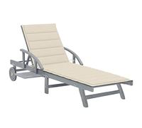 vidaXL Chaise Longue de Jardin avec Coussin Chaise Longue de Terrasse Transat de Patio Bain de Soleil d'Extérieur Plage Bois d'Acacia Massif