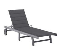Vidaxl Chaise Longue De Jardin Avec Coussin Gris Bois D'acacia Solide