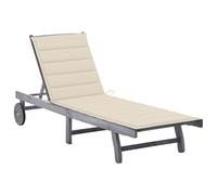 Vidaxl Chaise Longue De Jardin Avec Coussin Gris Bois D'acacia Solide