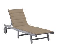 Acacia Chaise Longue de Jardin 2 Places avec Coussin Gris Patio Transat vidaXL