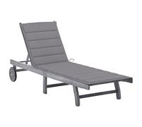 Vidaxl Chaise Longue De Jardin Avec Coussin Gris Bois D'acacia Solide