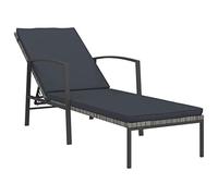 vidaXL Chaise Longue de Jardin avec Coussin Résine tressée Gris