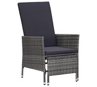 vidaXL Chaise longue de jardin avec coussins - Chaise relax - Chaise longue à dossier haut - Fauteuil de jardin - En polyrotin - Gris