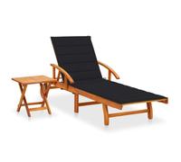 vidaXL Chaise longue de jardin avec table et coussin Bois d'acacia
