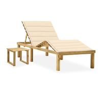Vidaxl Chaise Longue De Jardin Avec Table Et Coussin Pin Imprégné