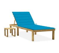 Vidaxl Chaise Longue De Jardin Avec Table Et Coussin Pin Imprégné