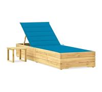 Chaise longue de jardin avec table et coussin Pin imprégné