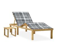 Vidaxl Chaise Longue De Jardin Avec Table Et Coussin Pin Imprégné