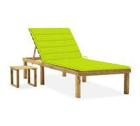 Vidaxl Chaise Longue De Jardin Avec Table Et Coussin Pin Imprégné