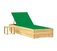 Vidaxl Chaise Longue De Jardin Avec Table Et Coussin Pin Imprégné