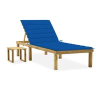 Vidaxl Chaise Longue De Jardin Avec Table Et Coussin Pin Imprégné