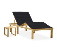 Chaise longue de jardin avec table et coussin Pin imprégné