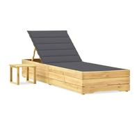 Vidaxl Chaise Longue De Jardin Avec Table Et Coussin Pin Imprégné